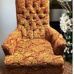 Fabulous Perfect Condition Antique Kroehler Citation Floral Needlepoint Upholstered Rope Tassles Armchair