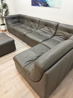 Sectional Z Gallerie Modular Couch Gray Leather Sofá FREE DELIVERY