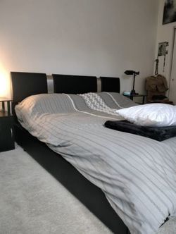 Modern King LED Platform Bed Frame + 2 Nightstands