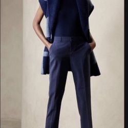Banana Republic Women's Blue Trousers AVERY SLIM WOOL-BLEND PANT size 2 Made in Italy