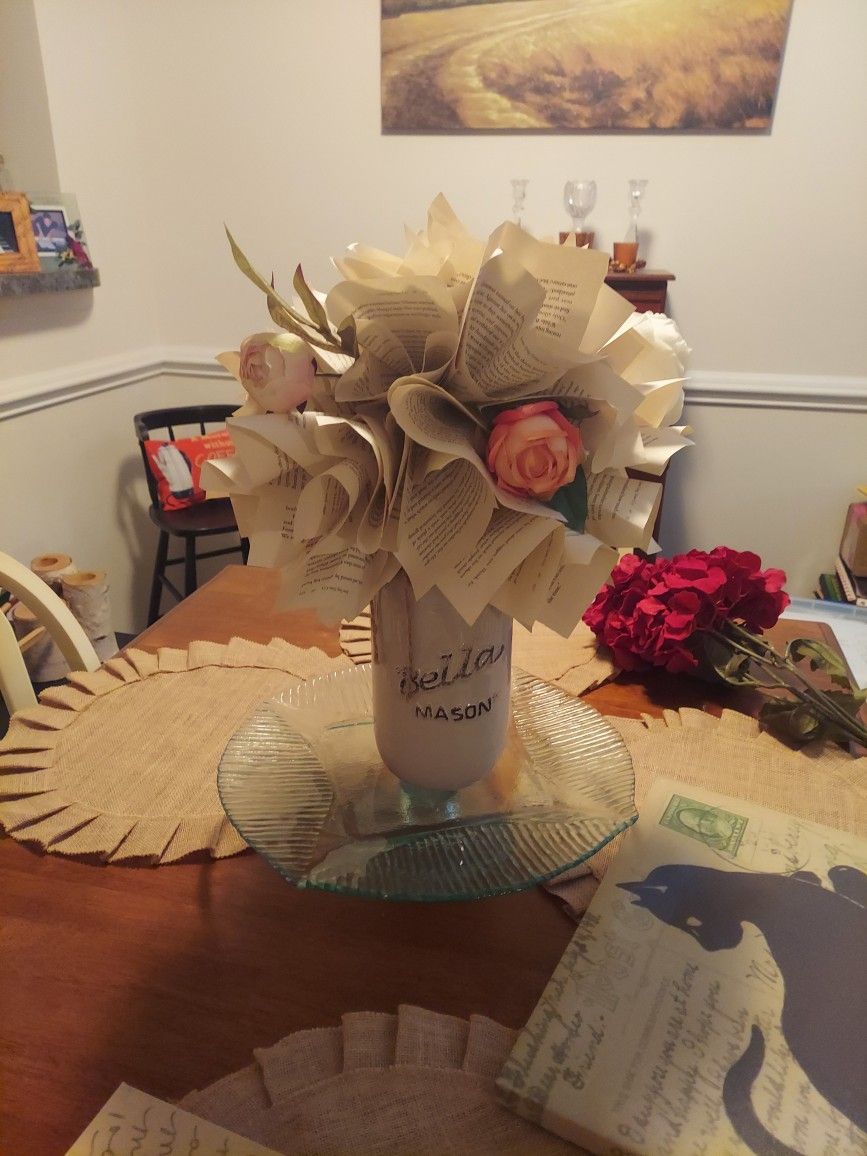 Bookish/ Farmhouse Handmade Centerpiece