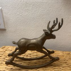 Adorno Venado Mecedor Bronce Antiguo 