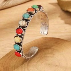 Crackle Stone Cuff Bracelet 