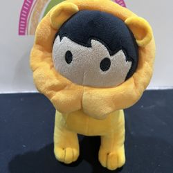 SALESFORCE ASTRO  LIONHEART LION PLUSH - YELLOW WITH BLUE HEART - NEW CONDITION - 8 INCH