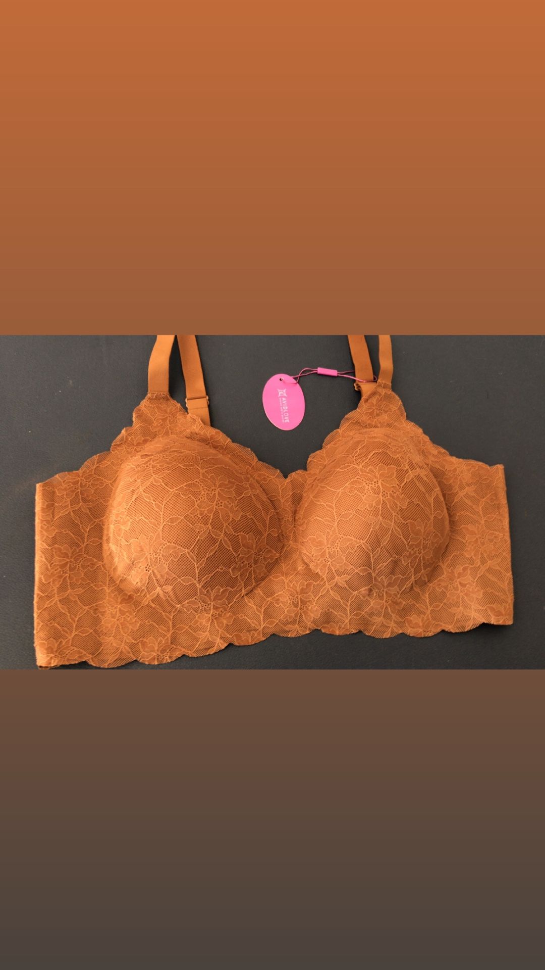 NEW WITH TAGS BOXED “AVID LOVE” BRAND XXL SEAMLESS LACEY SOFT LIGHTLY PADDED BRA EXTENDER ALSO INCLUDED COFFEE