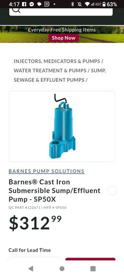 Barnes 1/2 Hp Submersible Pump