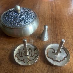 Brass incense burner with stamps