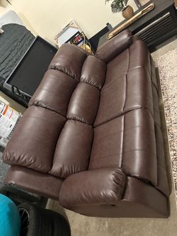 3pc Brown Leather Reclining Sofa