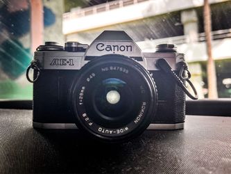 Vintage Canon AE-1 35mm Film Camera + Rokinon 28mm f/2.8 Lens