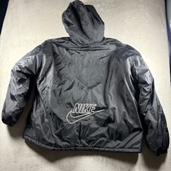 Vintage Nike Men’s XL Black Hooded Jacket Big Swoosh Logo Made USA 90s Boot