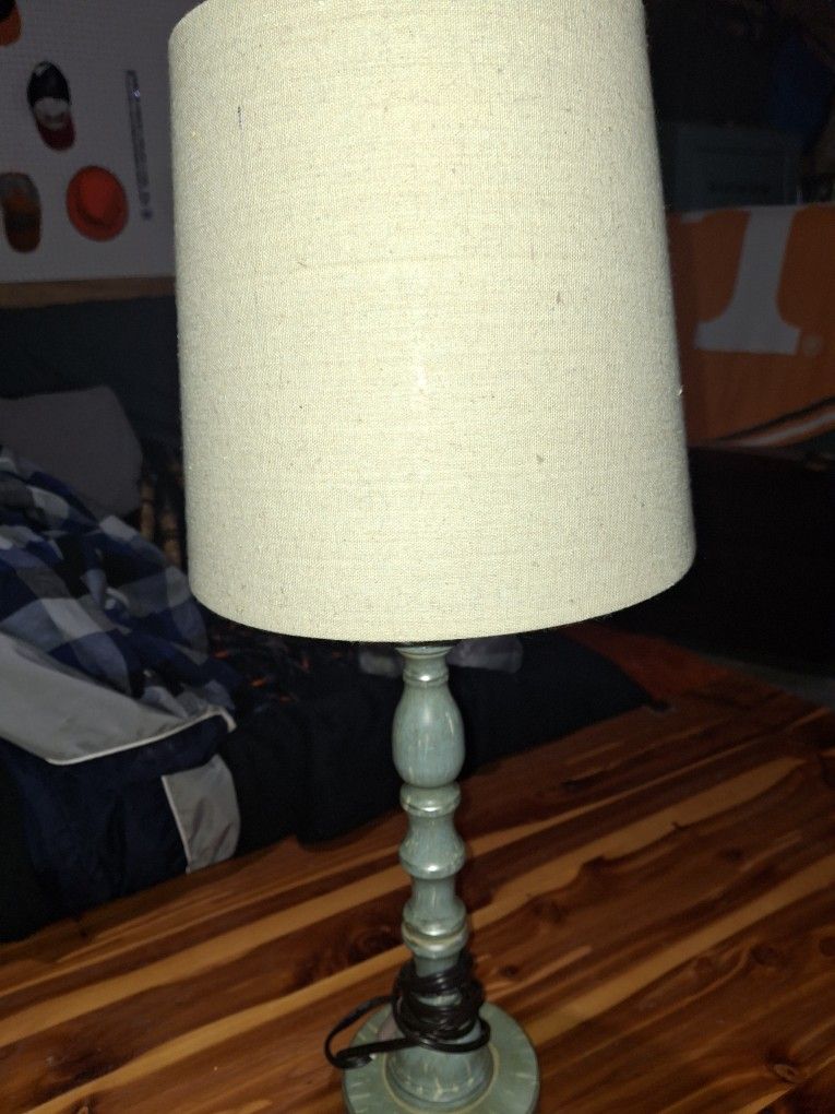 Beautiful Sage Green Lamp With Linen Shade