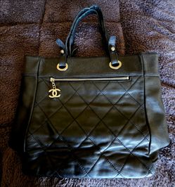 Black Quilted Leather Tote Bag