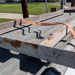 Large metal angle iron frame barrier door steel sign holder gate