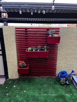 Wood Trellis w/ Hanging Planters