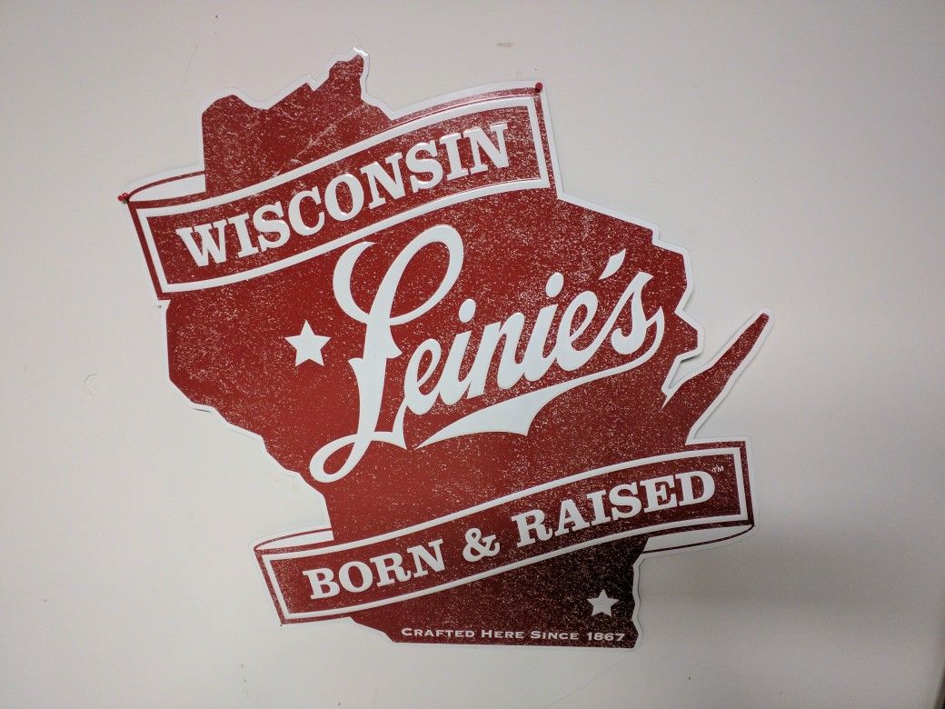Leinie’s Wisconsin Shaped Beer Bar Ad Man Cave Sign