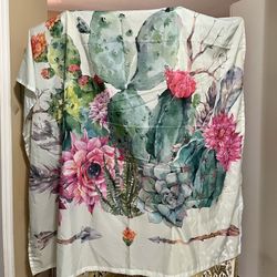 Dept 56 Watercolor Succulent Cactus Shower Curtain - Fabric