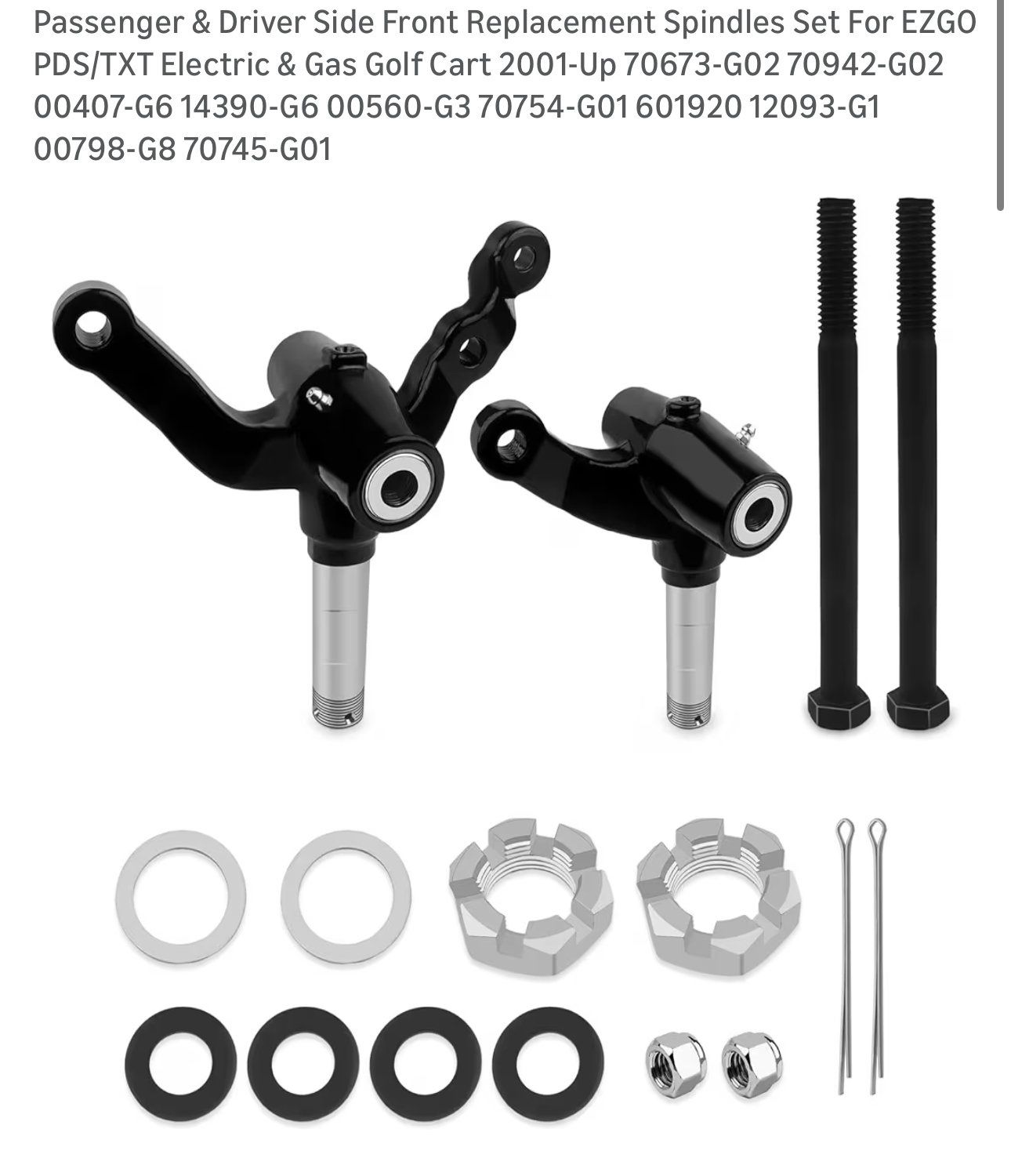 Front Replacement Spindles Set For EZGO PDS/TXT Electric & Gas Golf Cart 2001-Up