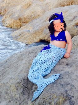 Hand made-knitted. girls Mermaid knitted costume! 👇🏻👇🏻