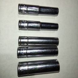Sockets, Deep 1/4 Drive Fractional Inch 5 Pieces