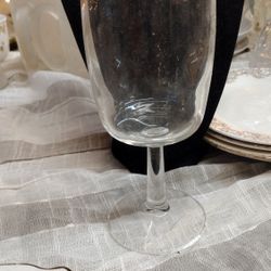 Vintage Federal Glass Stemmed Clear Sheer Edge Goblets Set Of Eight
