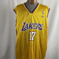 VTG CHAMPION LOS ANGELES LAKERS RICK FOX BASKETBALL JERSEY YELLOW XL SZ 48