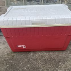 Red white thermos vintage cooler 55 gallon