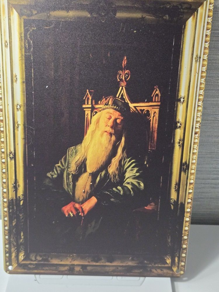 Harry Potter Albus Dumbledore Sign Tin Rustic Frame Portrait Style Sleeping 8x12