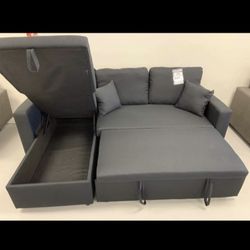 Brand New sectional sofa with chaise storage and pull out bed