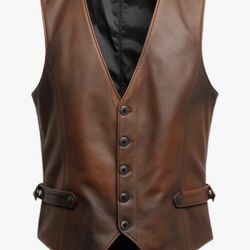 Leather Vintage Vests, Club Leather Vest for Mens, Cowboy Leather Vests Western style new size M