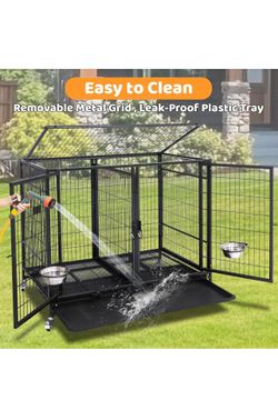 Dog Pet Cage Kennel Size 43” Large Folding with Divider And Feeding Bowls. Sale!! 