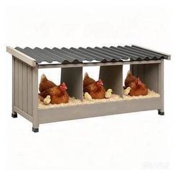 New Grey Wooden Chicken Nesting Box