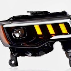 Exterior Front LED Headlights For Jeep Grand Cherokee, Year 2014 To 2020 Headlights Left, And Right Side 