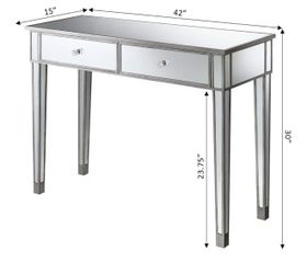 Mirror Vanity Convenience Concepts Gold Coast Mirrored Desk 42" - Console Table with 2 Drawers for S