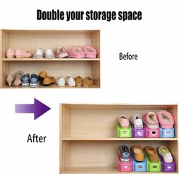 Double Deck Shoe Rack Holders - 12 Pack Space Saver Organizers
