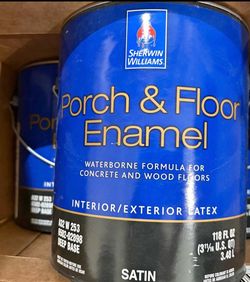 CEMENT, Wood FLOOR Paint/ Sherwin Williams Interior and Exterior 2 gallons $50. NEW / Color: Tan!