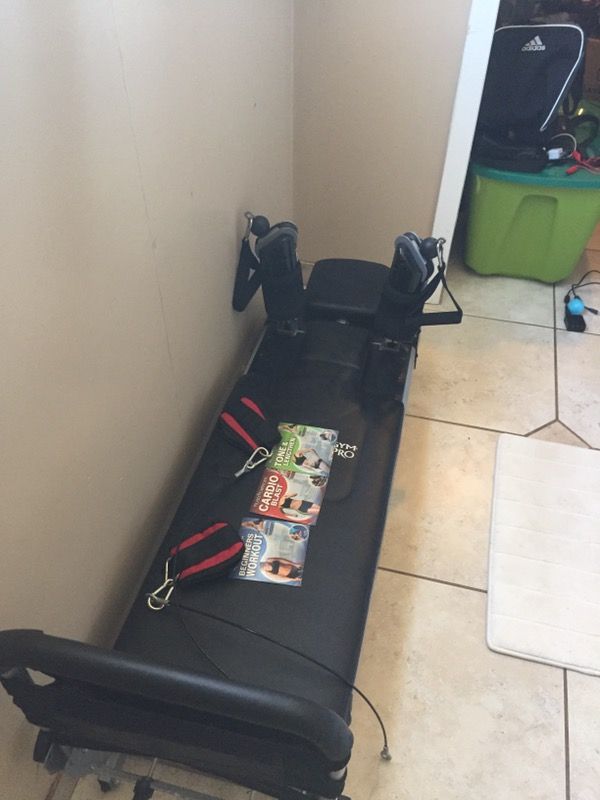 Pilates Power Gym 'Pro' 3-Elevation Mini Reformer Exercise System with 3 Pilates Workout DVDs