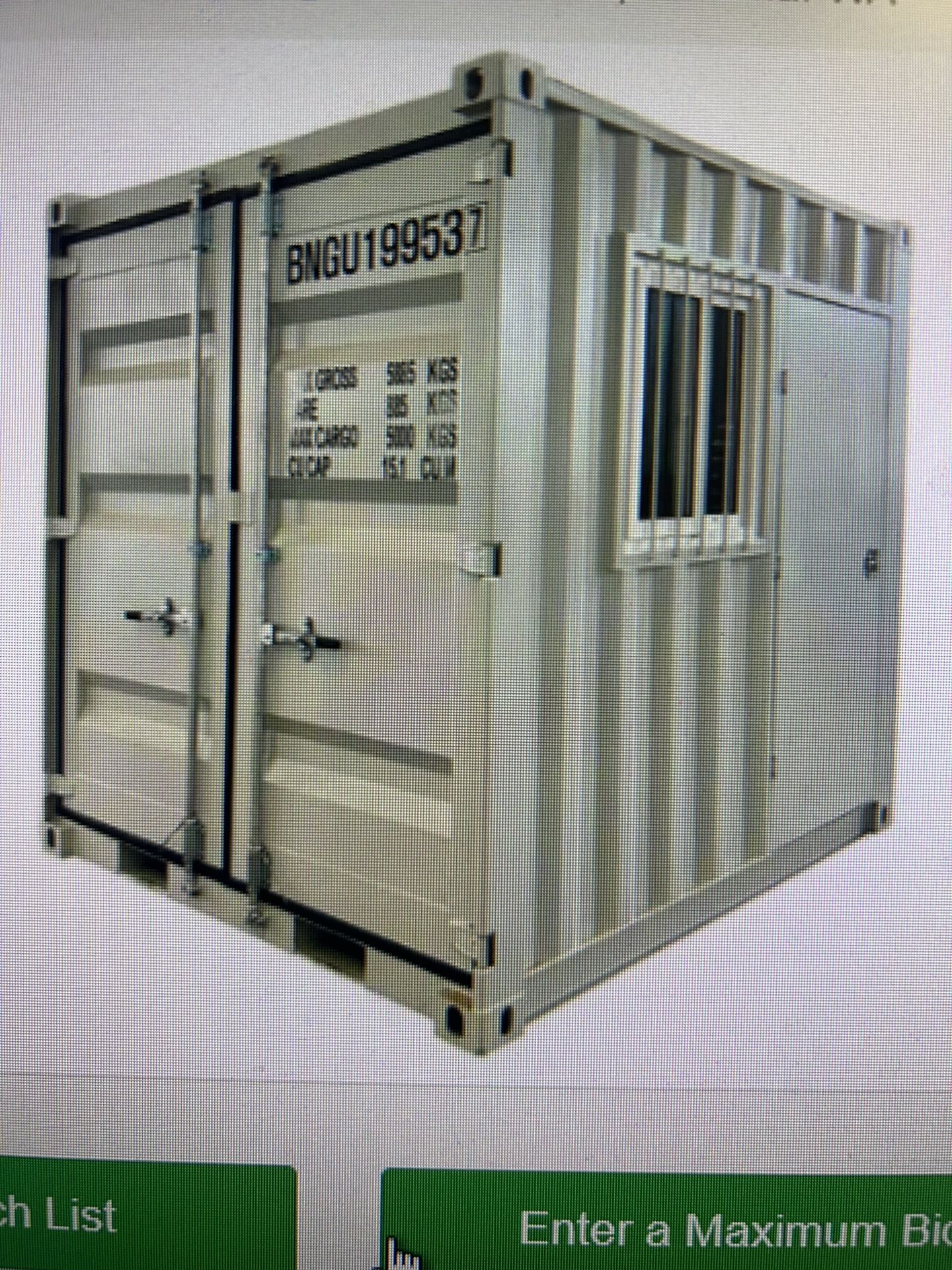 Mini 9 Foot Office With Steel Man, Door And Window With Security Bars In Tacoma Washington. Shipping Container Office.