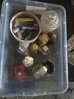 Basket of assorted perfumes/testers/ purse size perfumes