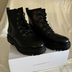 Black Side Zip Combat Boots