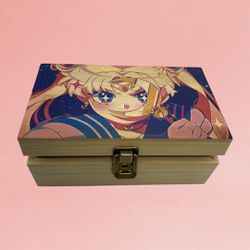 Sailor Moon Bamboo Stash Box With Zippo Lighter
