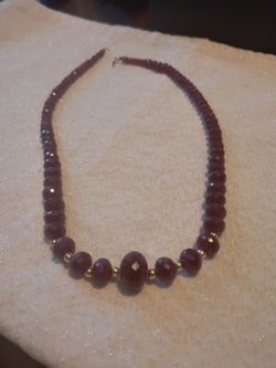 Genuine polished /faceted ruby necklace