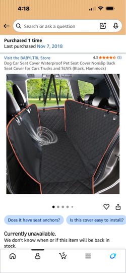 Dog Car Seat Cover