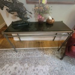 Wrought Iron And Marble Sofa Table And End Table 