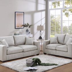 2 Pc Corduroy Sofa And Loveseat Set