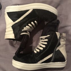 Rick Owens Pony Hair Geobaskets Size 41, Barely Worn