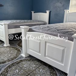 White Twin Bed With Mattress 
