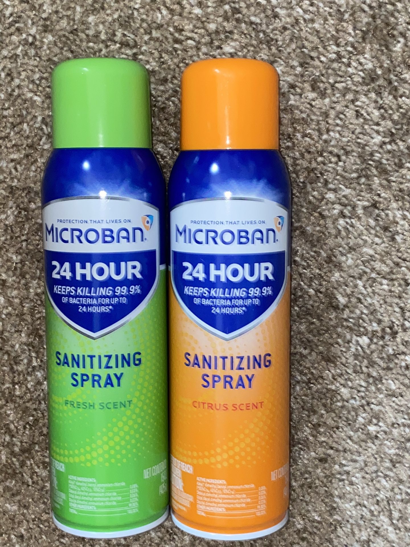 Microban disinfectant 24hr aerosol spray 15oz x 2