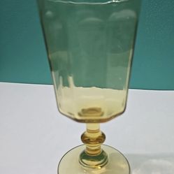 Vintage  Lenox Honey yellow Amber Glass Water Goblets Wine Glasses Large 6 1/8in