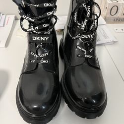 DKNY Glossy Combat Boots 