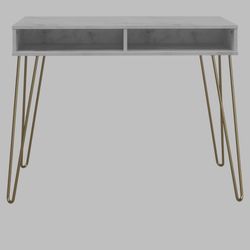 Novogratz Athena Computer Desk with Storage, White Faux Marble